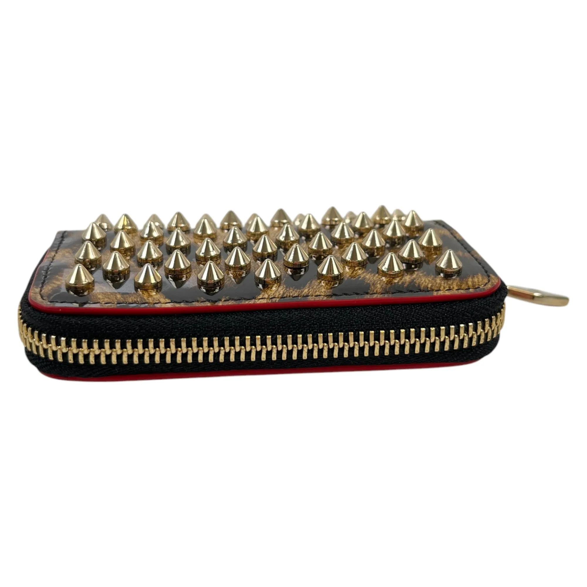 Women's Leopard Spike Coin Purse Brown