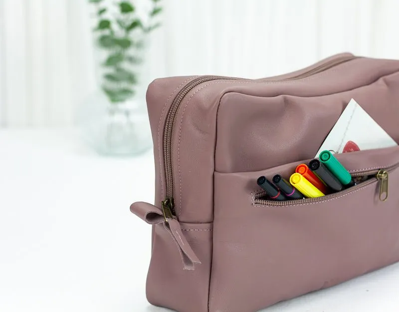 Ydra organizer - Rosy brown leather